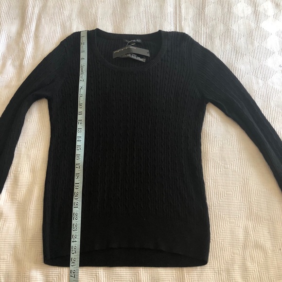 Pierri Basic Black Cable Knit Crew Neck Sweater - Picture 5 of 7